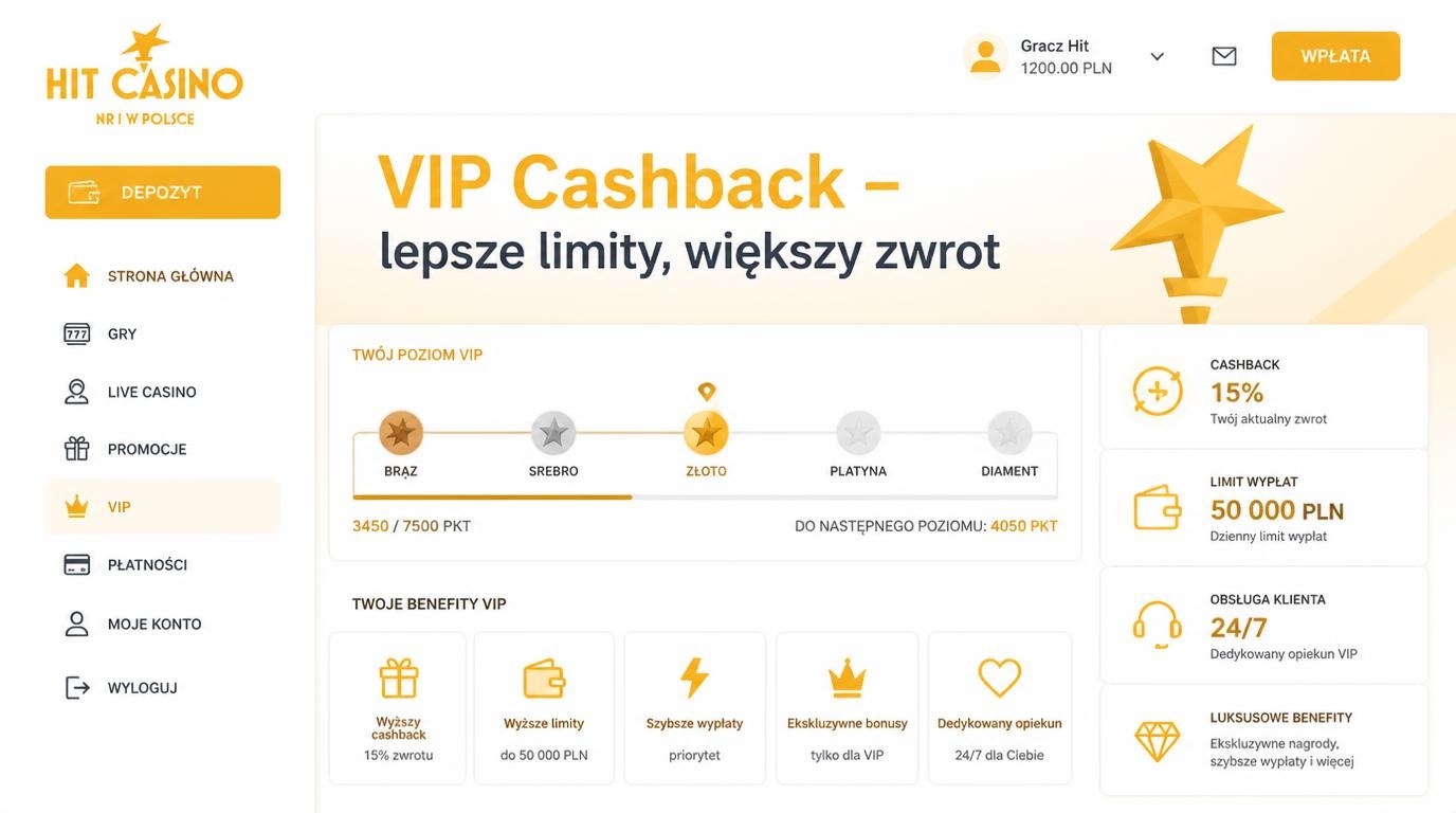 program VIP Cashback, wysokie poziomy